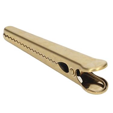 Imagem de Clipes de jacaré de aço inoxidável resistente, 11,6 cm de comprimento, clipes de vedação de mandíbula, design interno de dentes, ferramenta de cozinha para sacos de café e alimentos (ouro)