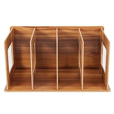 Imagem de Munefe Wooden DIY Desktop, Bookshelf Rack Books DVD Storage Magazine, titular do stand de exibição de livros para estudantes (Cherry)