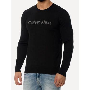 Imagem de Suéter Calvin Klein Masculina Tricot Front Logo Preto, L/G