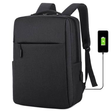 Imagem de Mochila Bolsa Slim Unissex Para Notebook Saída Usb Escola Faculdade Passeio Viagem preto