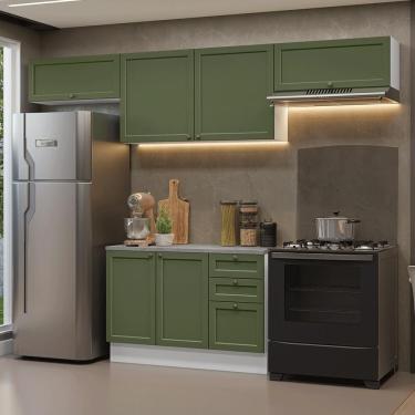 Imagem de Armário De Cozinha Completa 280 Cm Vik Madesa 01 Branco/verde