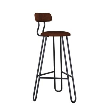 Imagem de Conjunto 4 Banquetas Alta Ginger Com Encosto Courino Whisky