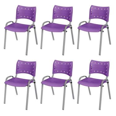 Imagem de Cadeira Iso Base Cinza Escola, Escritório Violeta Kit 6 Un