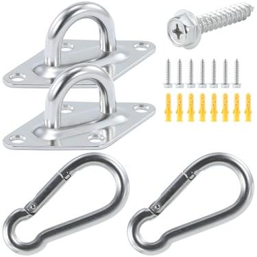 Imagem de TERMATH Capacidade de 771 kg, 2 peças de ganchos de aço inoxidável 304 de 9,8 cm, 2 ganchos de pressão de 10 cm, 8 parafusos resistentes para pendurar na rede, pendurar no balanço, montagem na parede