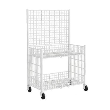 Imagem de Rack de exibição de parede com grade de arame, suporte de painel de grade, painel de varejo destacável para feiras de artesanato e eventos de varejo, 80 x 55 x 130 (branco)