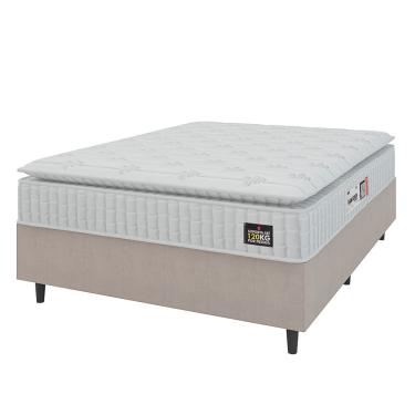 Imagem de Cama Box Colchão Casal Espuma D33 Vangogh Pillow Top 138x188x67cm Branco / Bege Hellen