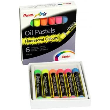 Imagem de Giz Pastel Oleoso com 6 Cores Fluorescen - PENTEL