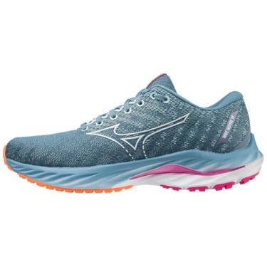 Imagem de Mizuno Tênis de corrida feminino Wave Inspire 19, Azul provincial/branco, 8 Wide