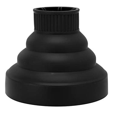 Imagem de Viagem portátil de deslocador portátil de seco de cabelo colapsível universal A conexão com secador de sopro para penteado de cabelo encaracolado ABS Material de silicone 1pc (Preto)