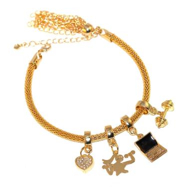 Imagem de Pulseira Berloque Fitness Musculação Halter Folheado 18k