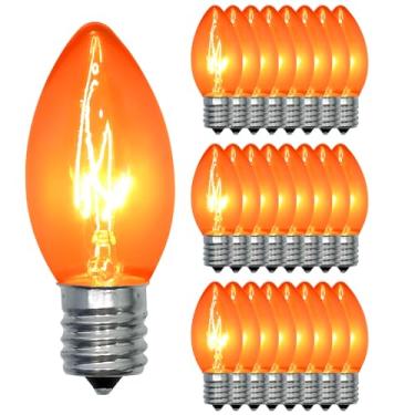 Imagem de Pallerina Pacote Com 25 Lâmpadas C9 Laranja Transparentes, Incandescentes De Natal Para Iluminação Interna E Externa Festas, Lustres C9/E17 7 Watts Lâmpada Noturna