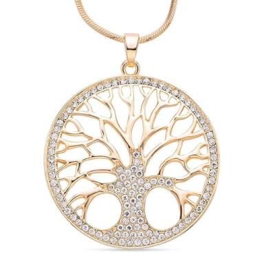 Imagem de Colares de árvore da vida para mulheres modernos - pingente de pingente de árvore de cristal joias de praia fofas modernas - presentes de aniversário de aniversário rosa/prata/dourado tamanho banhado