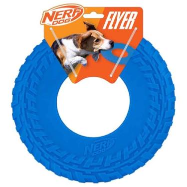 Imagem de Nerf Dog Brinquedo de borracha para cães, Frisbee, leve, durável, flutua na água, ótimo para praia e piscina, 25 cm de diâmetro, para raças médias/grandes, unidade única, azul