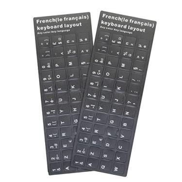 Imagem de 2 peças de adesivos de teclado francês, adesivos de letras de teclado, adesivos de substituição para teclado, adesivos de teclado de computador, adesivos de substituição de teclas de teclado