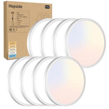 Imagem de hepside Luminária De Teto Embutida Com Led, Pacote 8 Unidades, 7 Polegadas, 15 W, Regulável E Ajustável Em 3000 K/3500 K/4000 K/5000 K/6500 K, Perfil Baixo, Lâmpada Redonda 1500 Lm Para Banheiro, Cl