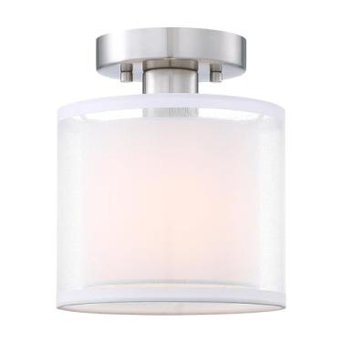 Imagem de Revtronic Luminária De Teto Semi-Embutida, Tambor Pequeno Com Cúpula Dupla Tecido, Moderna, Próxima A Luzes Para Sala Estar, Jantar E Lavanderia, Closet, Quarto, Corredor, Base E26