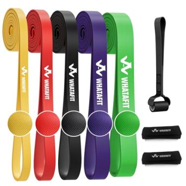 Imagem de Whatafit Bandas elásticas de resistência pull up para homens e mulheres, faixa de assistência para exercícios, levantamentos de queixo, levantamento de peso, treinamento, academia, mobilidade em casa fitness (conjunto de 4)