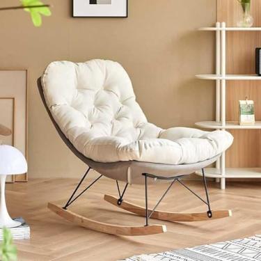 Imagem de Cadeira De Balanço Ent Moderna, Cadeira Estofada Do Planador Com Espaldar Alto, Cadeira Lateral Confortável Para O Quarto, Sala De Visitas, Grey, One Size