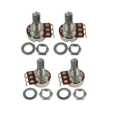 Imagem de FLEOR A250K+B250K Potenciômetro cônico de áudio de eixo curto dividido de 18 estrias, pacote com 4