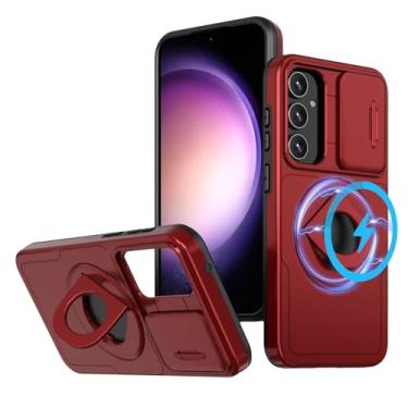 Imagem de Capa de carregamento magnético sem fio para Samsung Galaxy A55 A35 A25 A15 5g A05s A34 A24 A14 com suporte de proteção de lente (para Samsung A24 4G/vermelho)