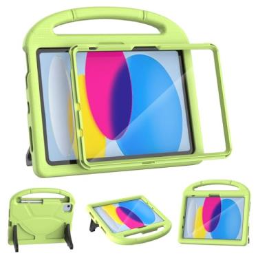 Imagem de YIHE Capa infantil para iPad (A16) 11ª geração 2025 e iPad 10ª geração 10 polegadas 2022, com protetor de tela integrado e suporte estável, capa protetora à prova de choque de corpo inteiro - verde