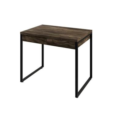 Imagem de Mesa Kuadra Office 90x60x75cm C/02 Gavetas Carvalho Dark/Est.preta