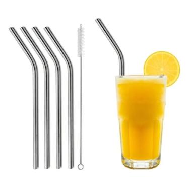 Imagem de Canudos Reutilizáveis de Vidro ou Aço Inox Com Escovinha Para Lavar, Sustentável, Higiênico, Econômico - MBB SHOP Mix (Aço Inox)