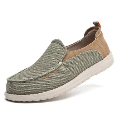 Imagem de Mocassins masculinos de lona, sem cadarço, confortáveis, elásticos, sem cadarço, Verde militar, 41