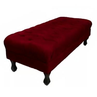 Imagem de Puff 100CM Retangular Retrô Capitonê Luiz XV Para sala de estar quarto (BORDO,Suede)