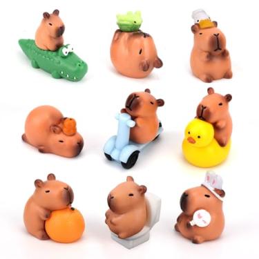 Imagem de Tinoaly 12 Peças de Mini Capivaras de Resina, Enfeites Animais Pequenos Acessórios Jardim em Miniatura para Topos Bolo Casa Bonecas Painel Carro e Decorações Jardim Fadas