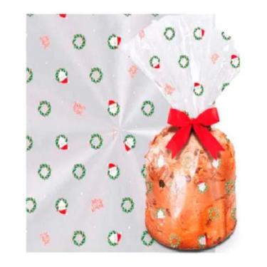 Imagem de Saco Para Panetone 500 Gramas 25x35cm Cromus 20 Unid, Guirlanda 