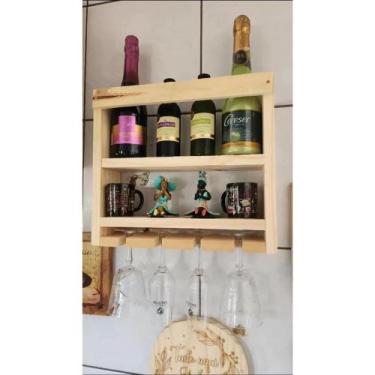Imagem de Bar Barzinho Adega Parede Rustico Porta Taça - mtn
