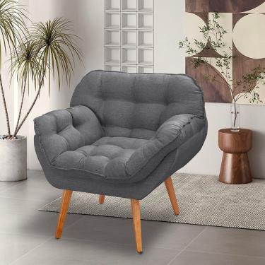 Imagem de Poltrona para Sala de Estar Pés Trapézio Miami Grafite