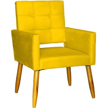Imagem de Poltrona Decorativa Para Sala Recepção Isa Suede Cores Pé Palito Castanho