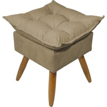 Imagem de Puff Decorativo Quadrado Para Sala Quarto Penteadeira Recepção Alice Pé Palito Castanho Suede