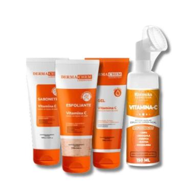 Imagem de Kit Skincare Vitamina C Anti Idade Clareador Dermachem, Mousse Micelar