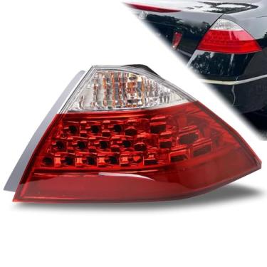 Imagem de Luz traseira compatível com Honda Accord Sedan 2006 2007 lado direito do passageiro lanterna traseira com lâmpada sem placa LED substitui 33550SDAA32 (vermelho com invólucro de lente branca)