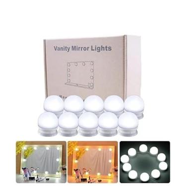 Imagem de Kit Luz Camarim Studio Profissional - 10 Lâmpadas LED com Brilho Ajustável, 3 Cores e USB | Iluminação Perfeita para Maquiagem e Vídeos