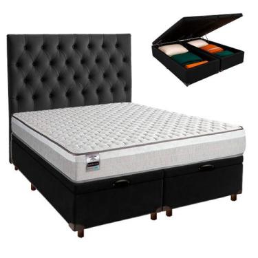 Imagem de Cama + Bau Blindado e Colchão Molas Ensacadas Queen - Hanover Inducol 