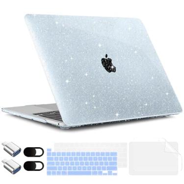 Imagem de TWOLSKOO Capa para MacBook Pro de 13 polegadas 2023-2016 A2338 M2 M1 A2251 A2289 A2159 A1989 A1708 A1706, capa rígida de plástico brilhante com capa de teclado e adaptador tipo C, pacote com 2 e capa