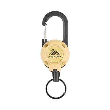 Imagem de kowaku Chaveiro com Corda Retrátil, Suporte para Crachá, Carretel de Chave E Mosquetão para Atividades Ao Ar Livre, cáqui