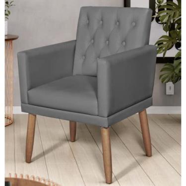 Imagem de Poltrona Cadeira Corino Decorativa Capitone Sala de Estar Recepção (Cinza)