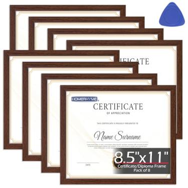 Imagem de HOMERHYME Moldura de diploma, molduras marrons de 21 x 27 cm, moldura de certificado com acrílico transparente, 21 x 27 cm, molduras para revistas de graduação para escritório, galeria, decoração de