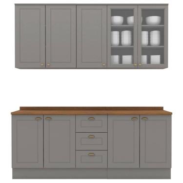 Imagem de Cozinha Modulada 200cm Ce854 Americana Cinza Nature Henn