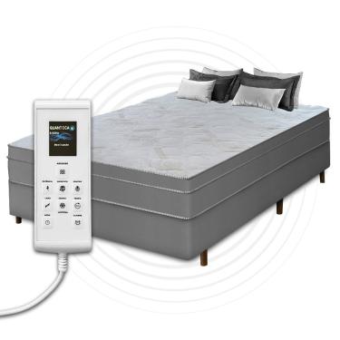 Imagem de Cama Box Casal + Colchão Com Massageador Espuma D33 Função Ortopédica 138x188cm Cinza