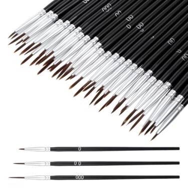 Imagem de Conjunto de 60 pincéis pequenos de ponta fina com 3 pincéis de tinta micro em miniatura, pincel de ponta fina para arte em unhas, aquarela, artesanato, pintura acrílica, modelo, detalhamento