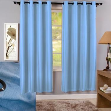 Imagem de Cortina de Linho Rústico Luxo 2,00m x 2,30m para Sala e Quarto Decoração Moderna (Azul)