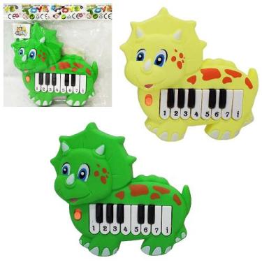 Imagem de Teclado / piano musical infantil dinossauro a pilha - MOHNISH, Amarelo