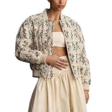 Imagem de Jaqueta Shiyifa Embroidered Daisy Cropped Bomber para mulheres