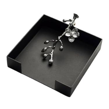 Imagem de Porta-guardanapos de flor laranja – Dispensador de guardanapos de coquetel de aço inoxidável para restaurantes – acabamento fosco/espelho/pintado (preto)